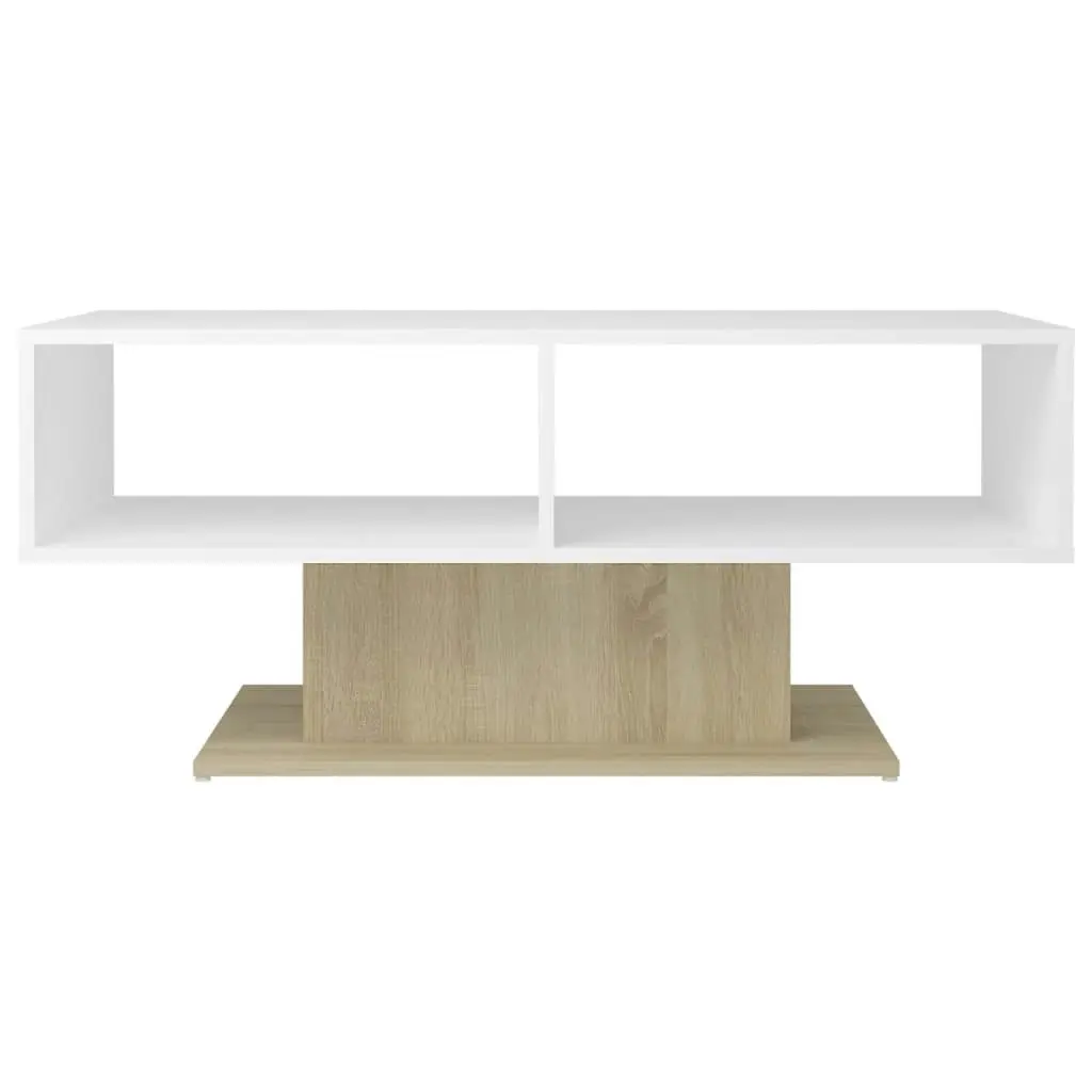 Coffee Table White and Sonoma Oak 103.5x50x44.5 cm Engineered Wood 806827