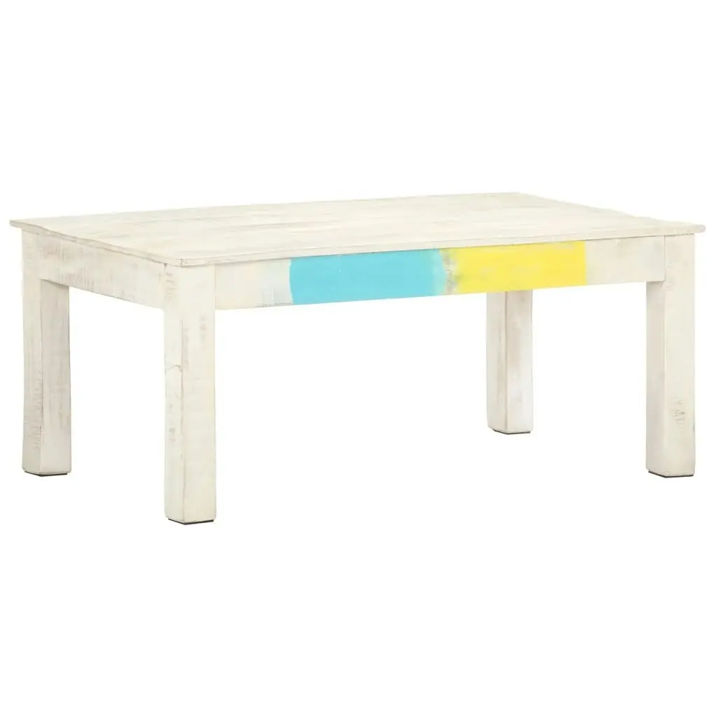 Coffee Table White 110x60x45 cm Solid Mango Wood 323555