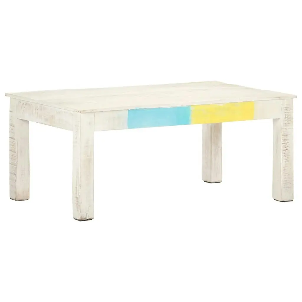 Coffee Table White 110x60x45 cm Solid Mango Wood 323555