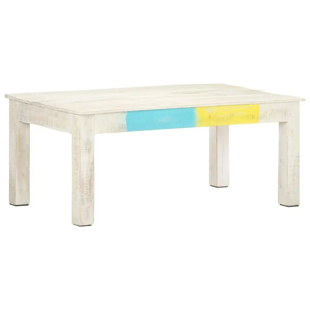 Coffee Table White 110x60x45 cm Solid Mango Wood 323555