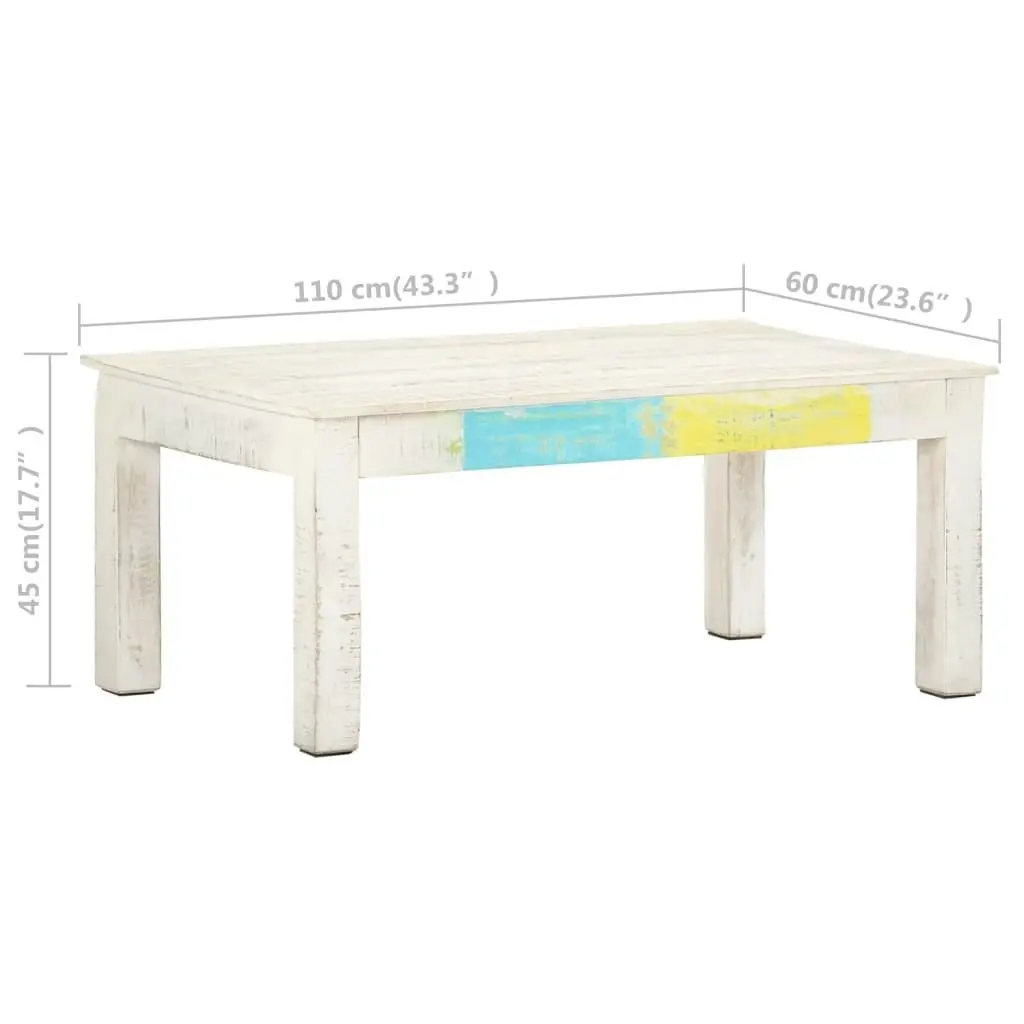 Coffee Table White 110x60x45 cm Solid Mango Wood 323555