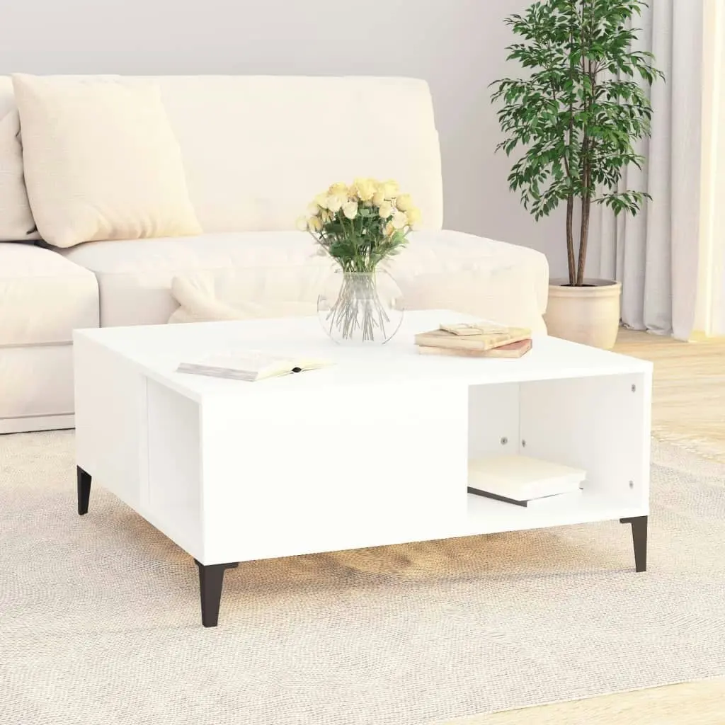 Coffee Table White 80x80x36.5 cm Engineered Wood 821100