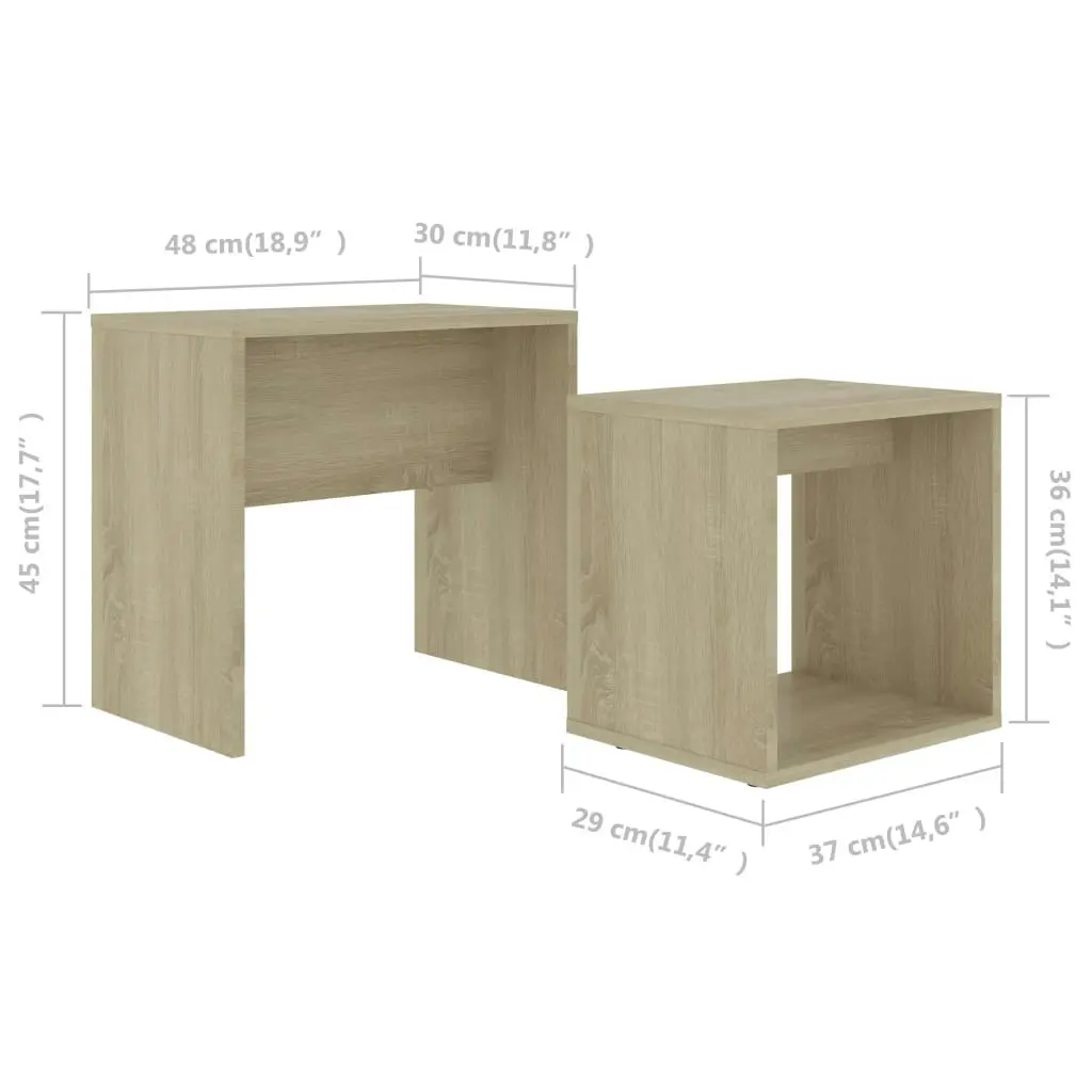 Coffee Table Set Sonoma Oak 48x30x45 cm Engineered Wood 802888