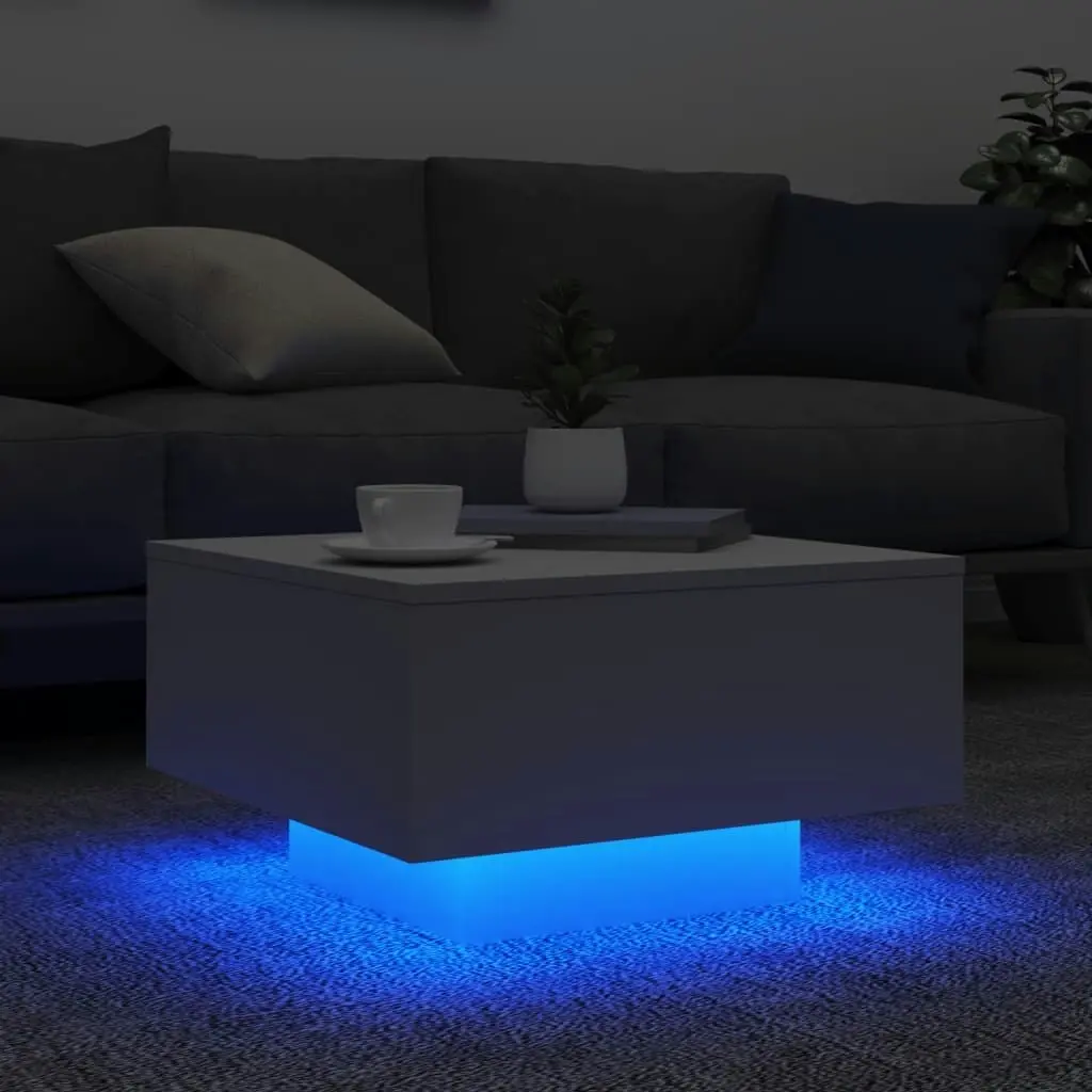 Coffee Table with LED Lights White 55x55x31 cm 836574