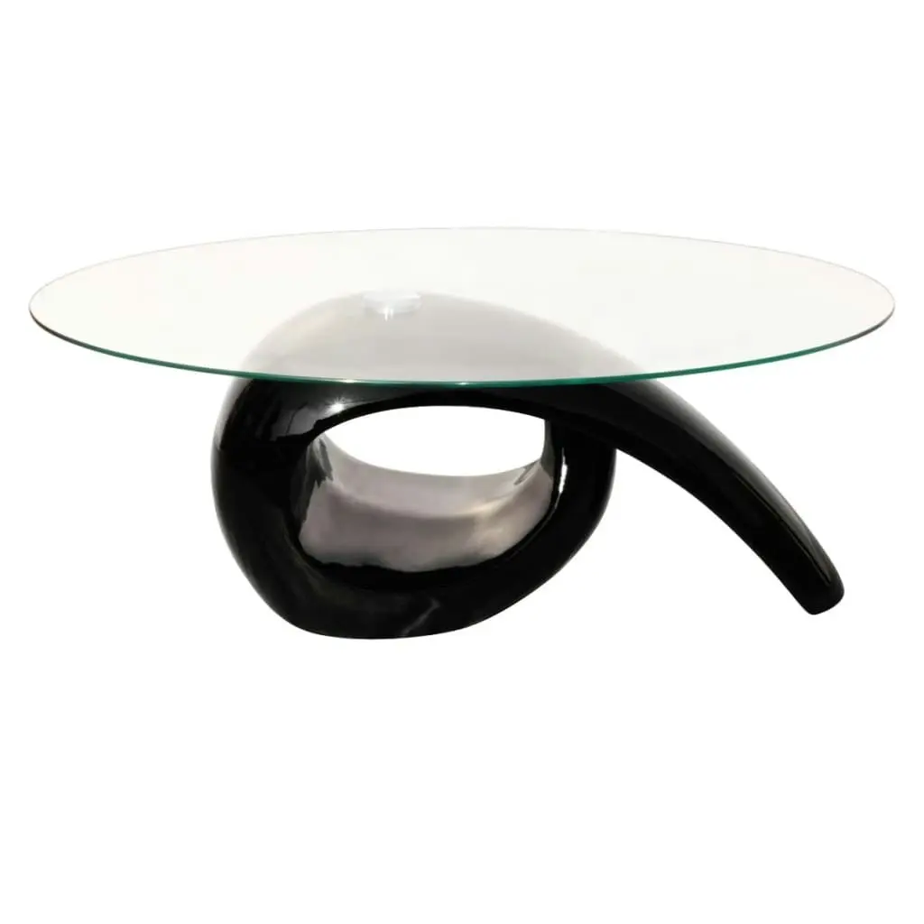 Coffee Table with Oval Glass Top High Gloss Black 240432