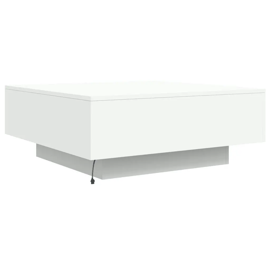 Coffee Table with LED Lights White 80x80x31 cm 836588