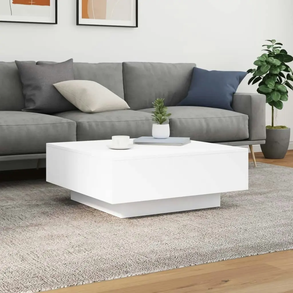 Coffee Table with LED Lights White 80x80x31 cm 836588