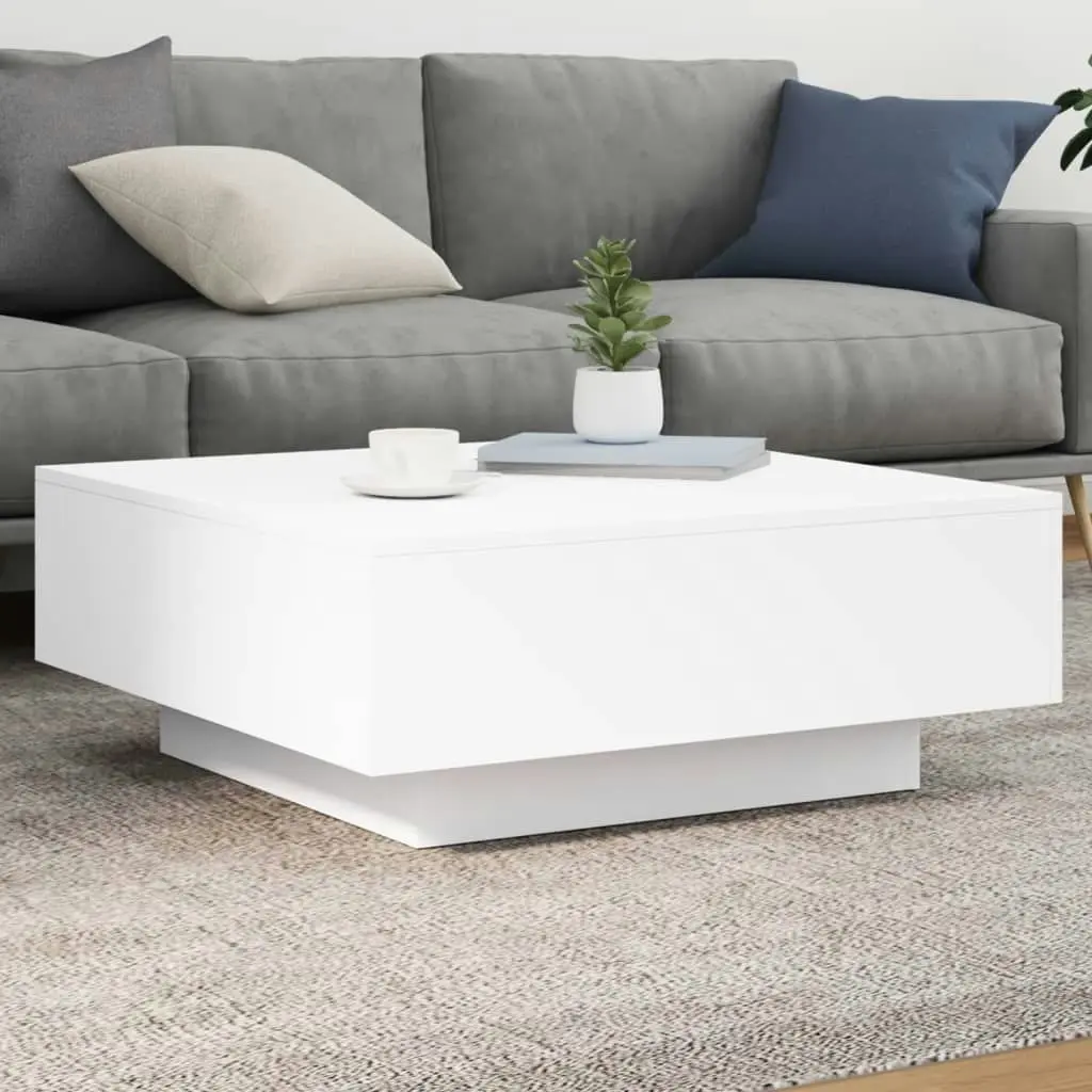 Coffee Table with LED Lights White 80x80x31 cm 836588