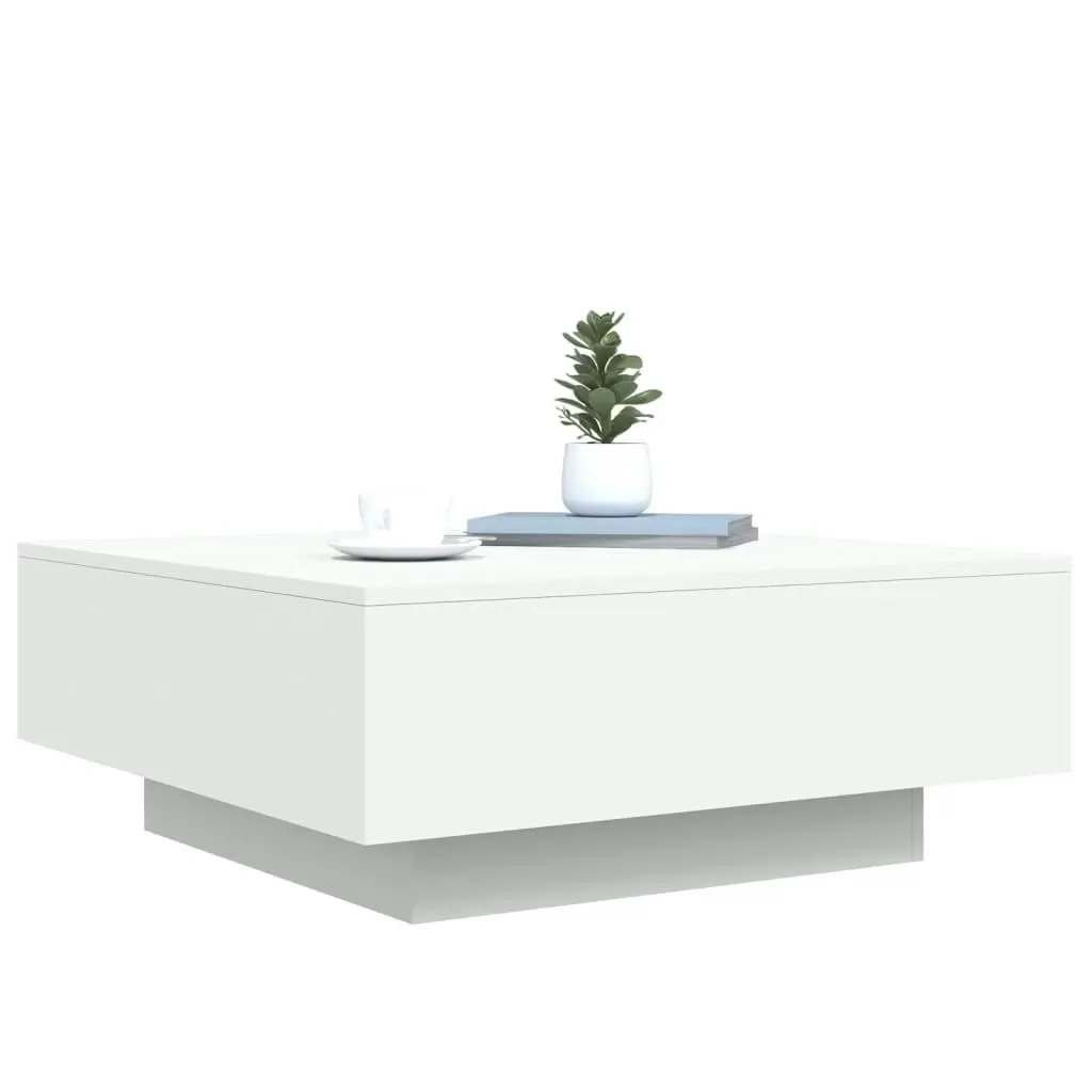 Coffee Table with LED Lights White 80x80x31 cm 836588