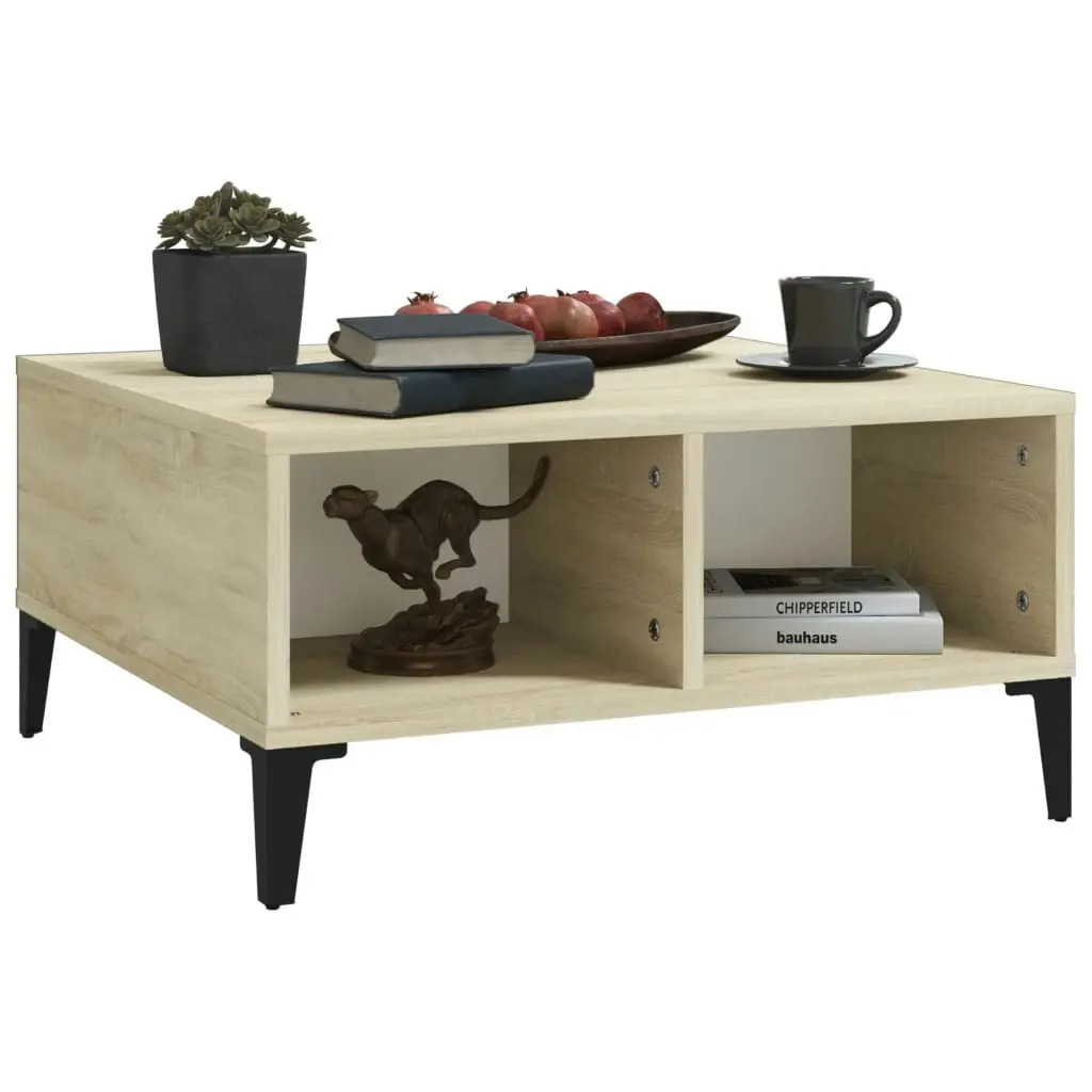 Coffee Table White and Sonoma Oak 60x60x30 cm Engineered Wood 805991