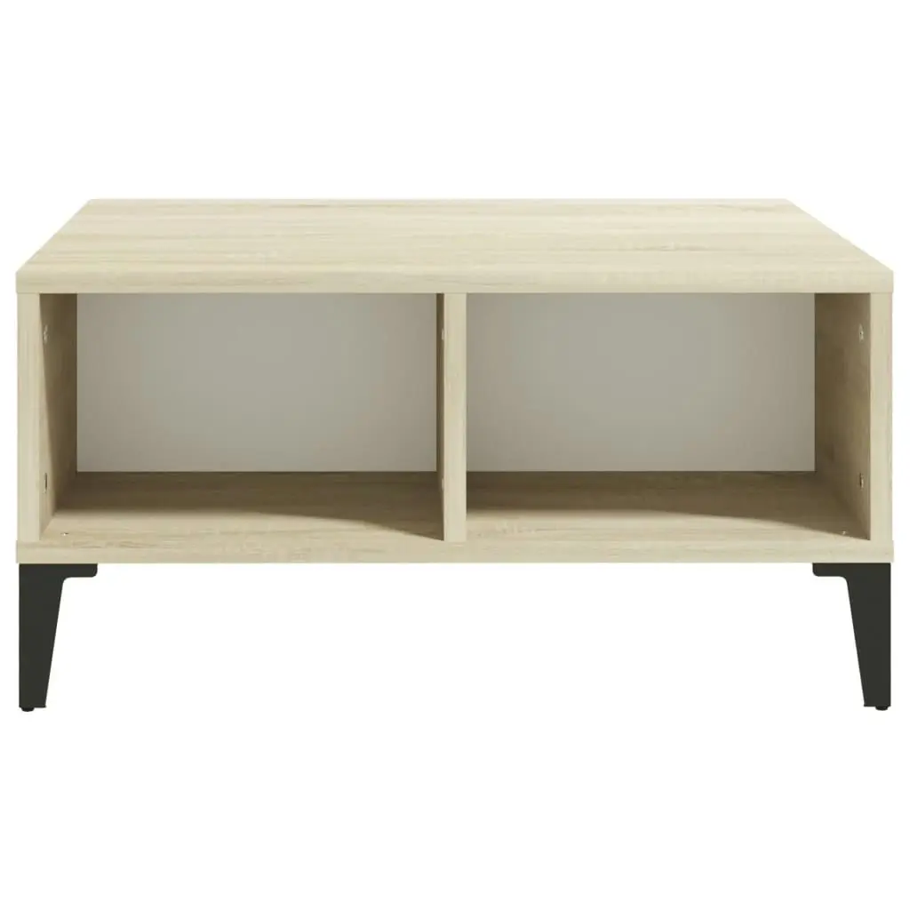 Coffee Table White and Sonoma Oak 60x60x30 cm Engineered Wood 805991