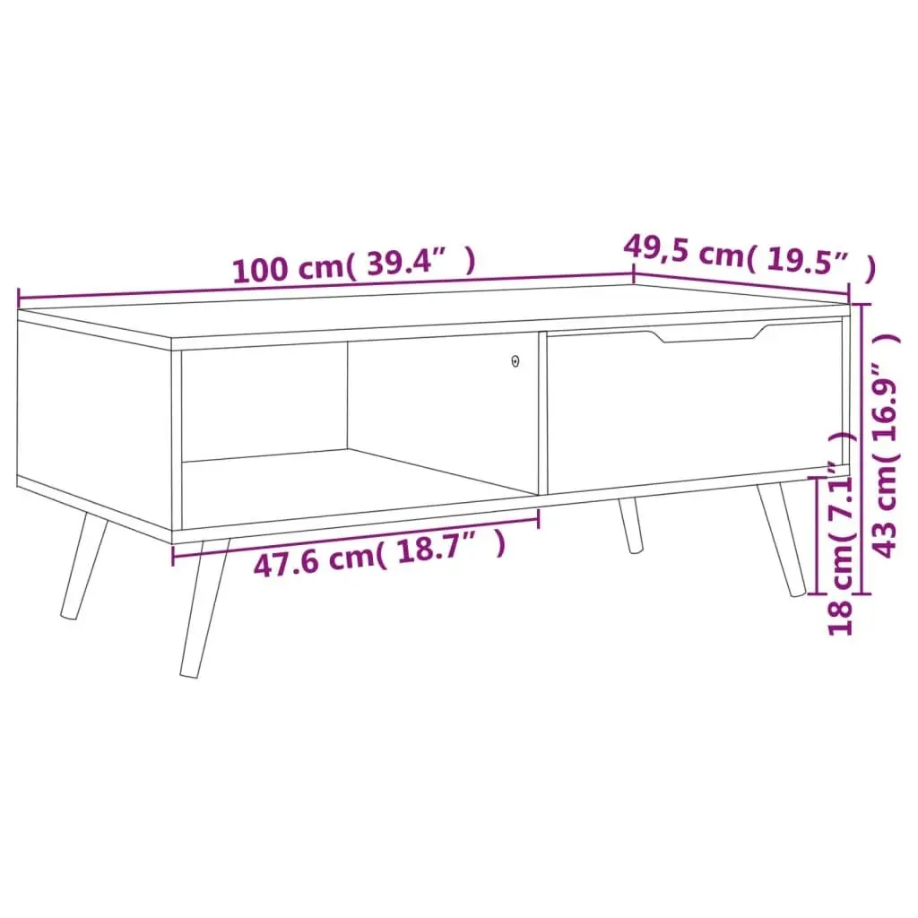 Coffee Table High Gloss Black 100x49.5x43 cm Engineered Wood 326793