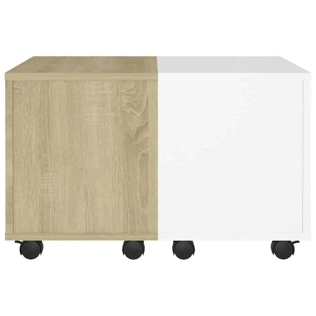 Coffee Table White and Sonoma Oak 60x60x38 cm Engineered Wood 806863