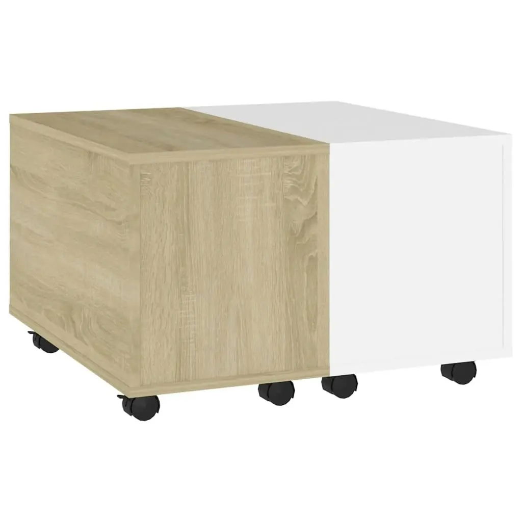 Coffee Table White and Sonoma Oak 60x60x38 cm Engineered Wood 806863