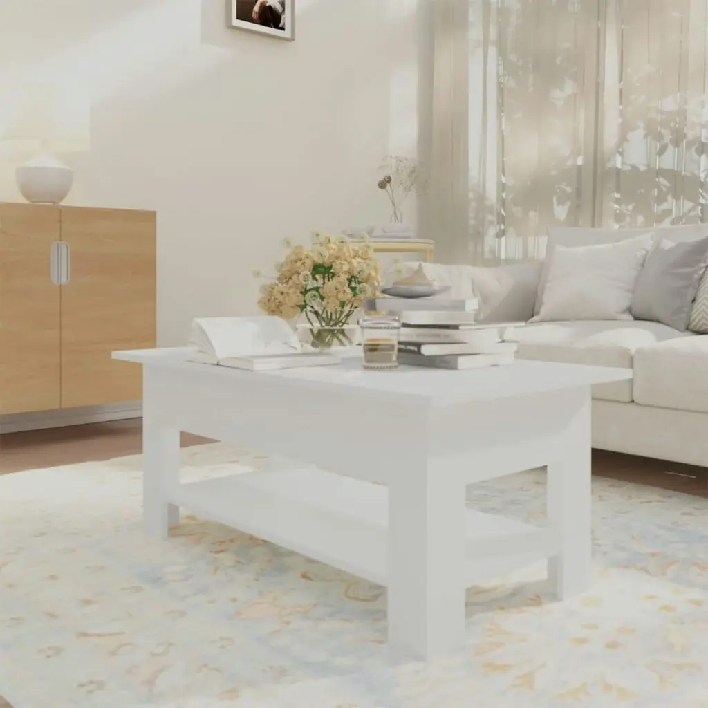 Coffee Table White 102x55x42 cm Engineered Wood 810253