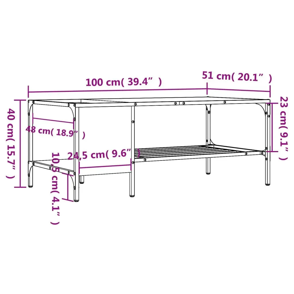 Coffee Table with Rack Black 100x51x40 cm Engineered Wood 837732