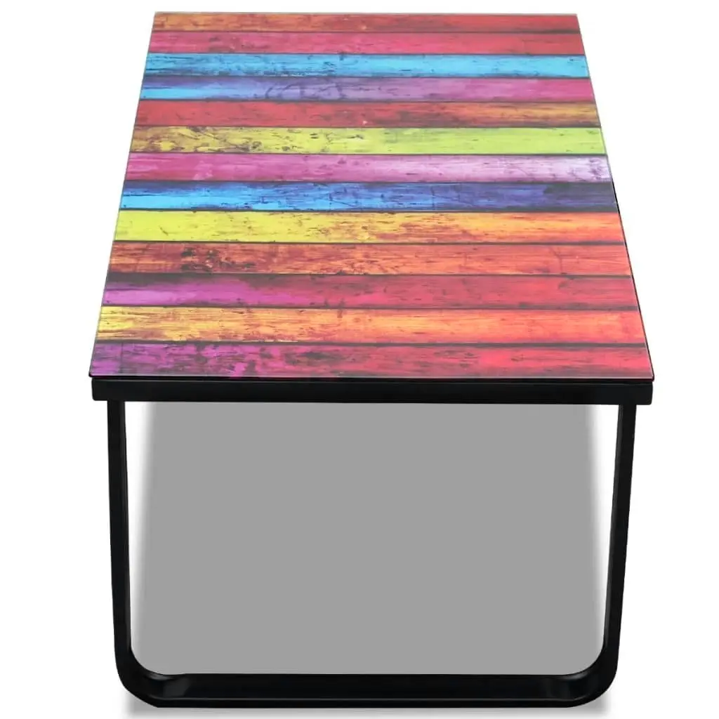 Coffee Table with Rainbow Printing Glass Top 241175