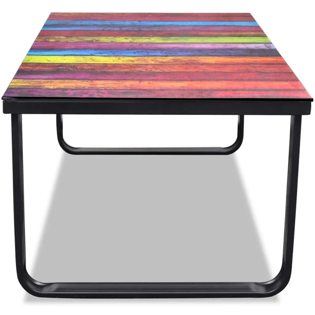 Coffee Table with Rainbow Printing Glass Top 241175