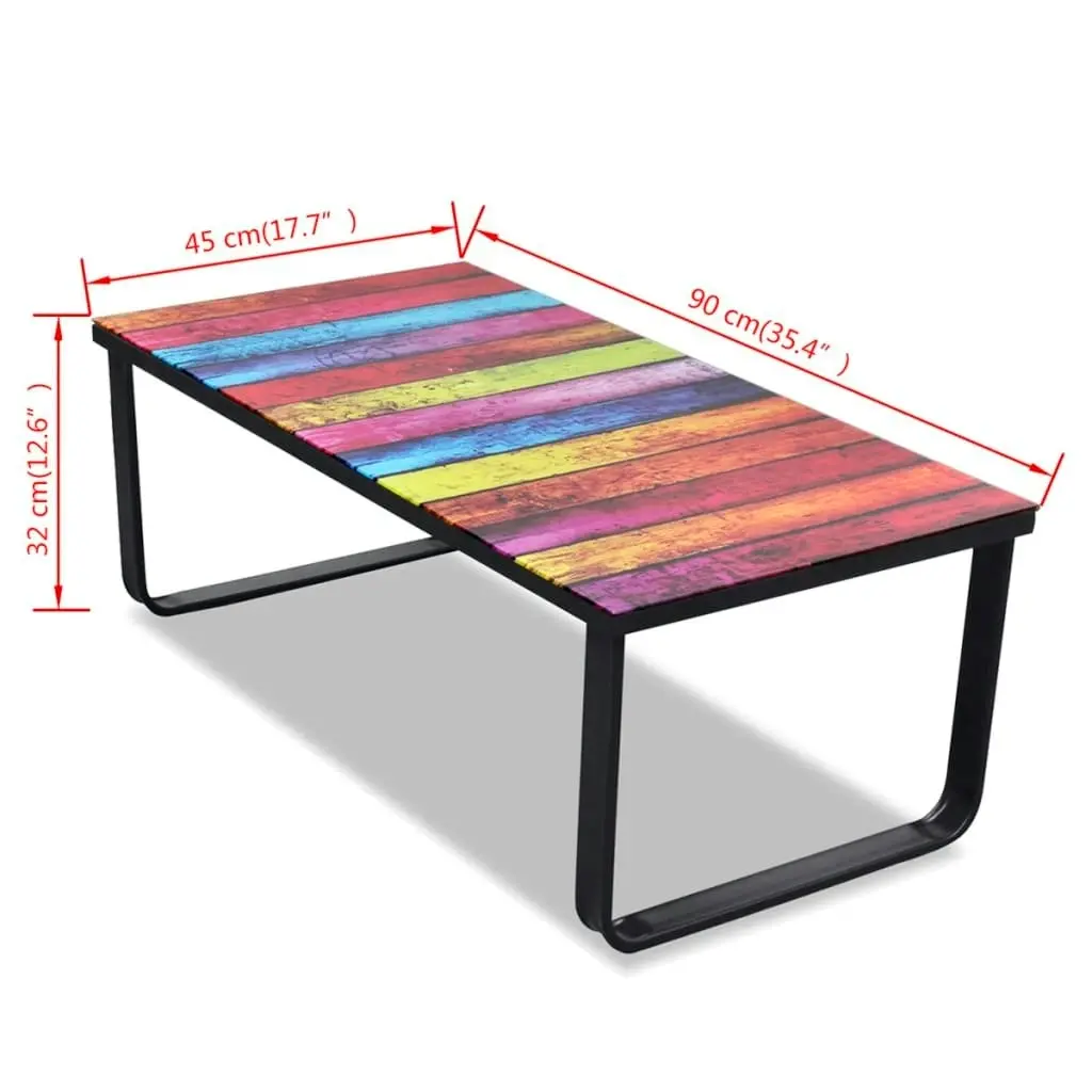 Coffee Table with Rainbow Printing Glass Top 241175