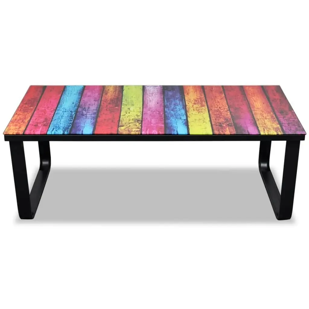 Coffee Table with Rainbow Printing Glass Top 241175