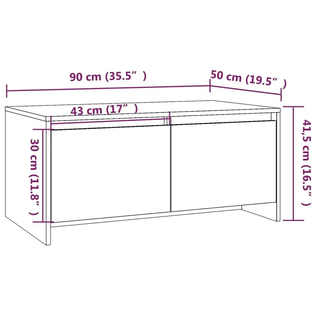 Coffee Table White 90x50x41.5 cm Engineered Wood 809818