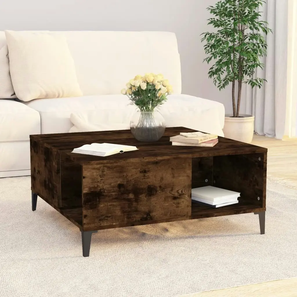 Coffee Table Smoked Oak 80x80x36.5 cm Engineered Wood 821105