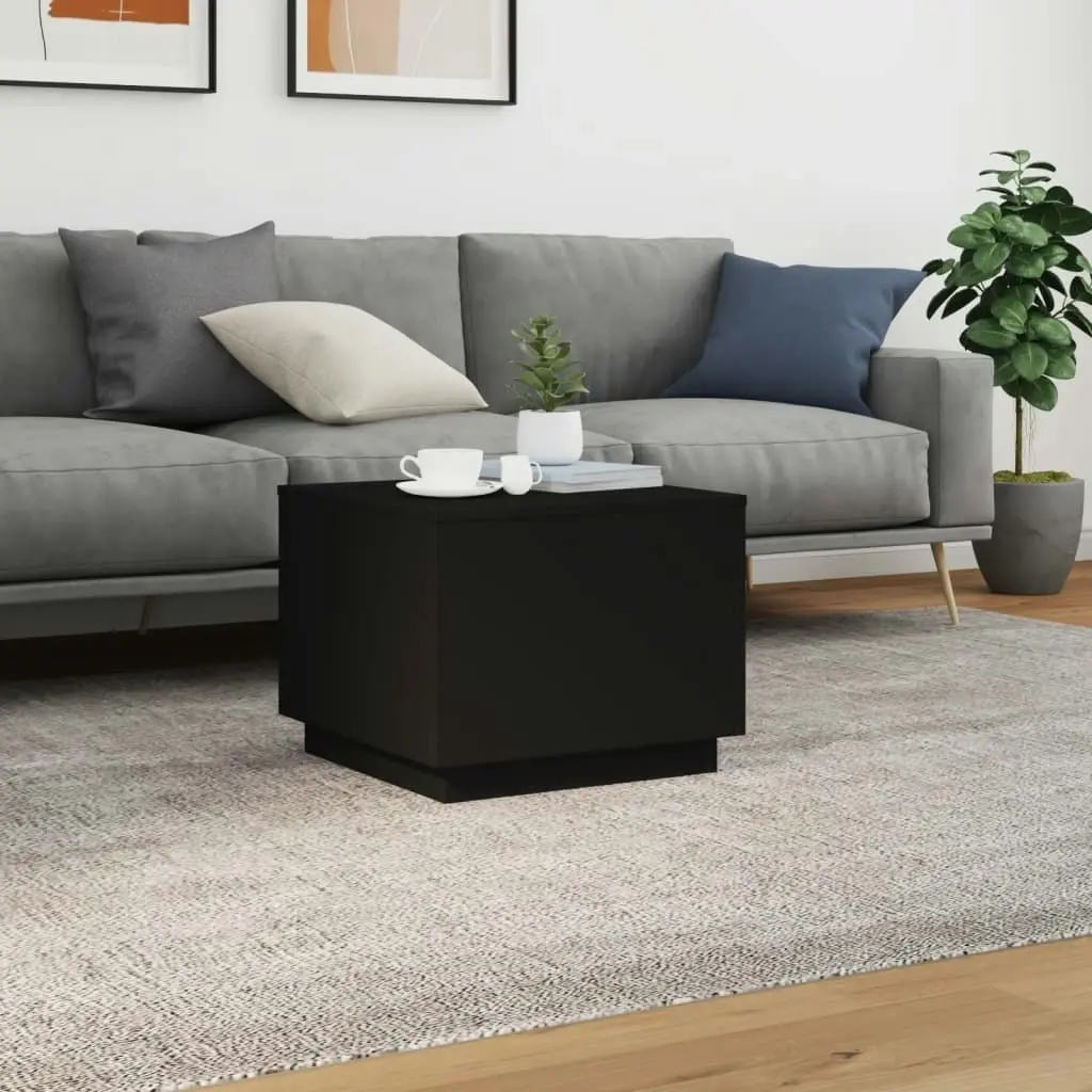 Coffee Table with LED Lights Black 50x50x40 cm 839869