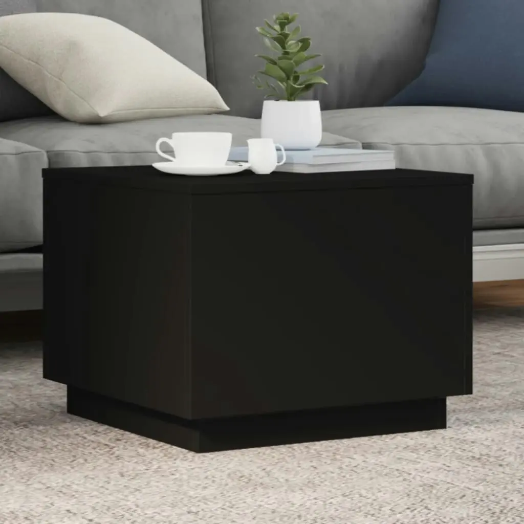 Coffee Table with LED Lights Black 50x50x40 cm 839869