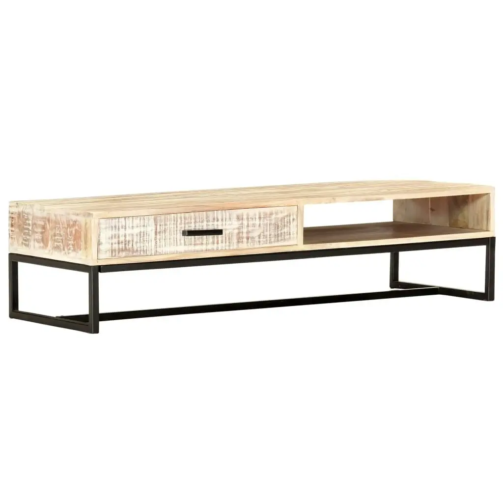 Coffee Table White 117x50x30 cm Solid Acacia Wood 287329