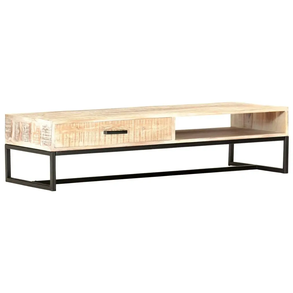 Coffee Table White 117x50x30 cm Solid Acacia Wood 287329