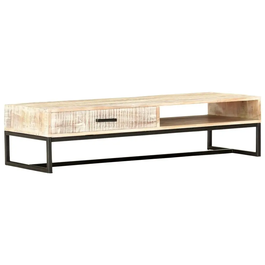 Coffee Table White 117x50x30 cm Solid Acacia Wood 287329