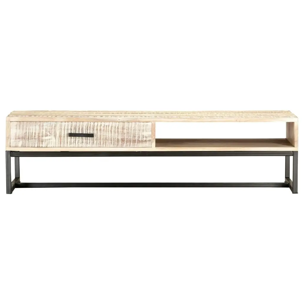 Coffee Table White 117x50x30 cm Solid Acacia Wood 287329