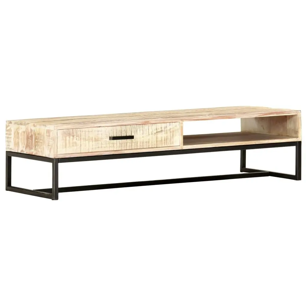 Coffee Table White 117x50x30 cm Solid Acacia Wood 287329