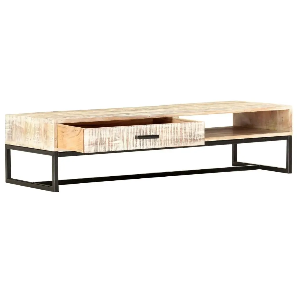 Coffee Table White 117x50x30 cm Solid Acacia Wood 287329