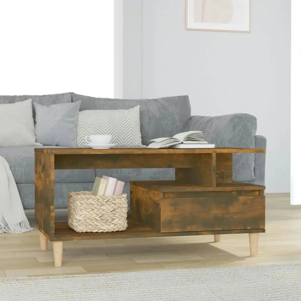 Coffee Table Smoked Oak 90x49x45 cm Engineered Wood 819617