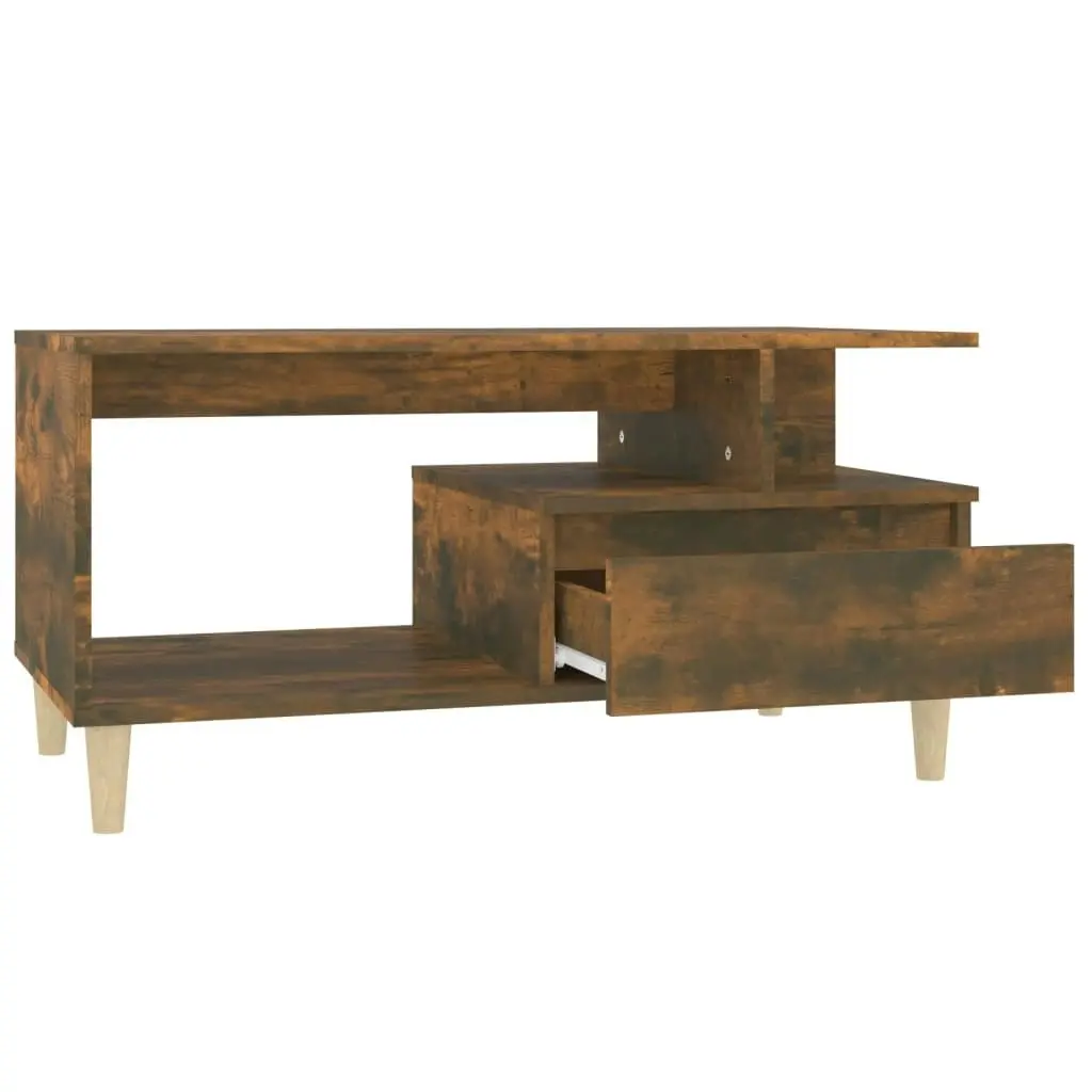 Coffee Table Smoked Oak 90x49x45 cm Engineered Wood 819617