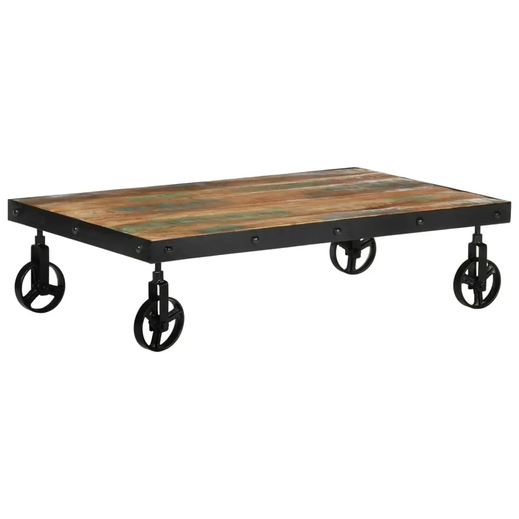 Coffee Table with Wheels 100x60x26 cm Solid Wood Reclaimed 338016