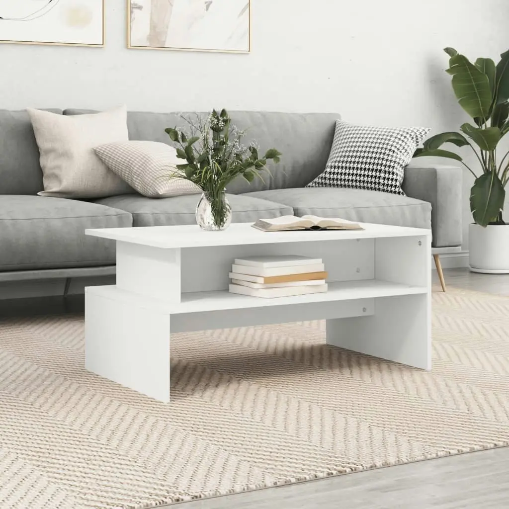 Coffee Table White 90x55x42.5 cm Engineered Wood 834278