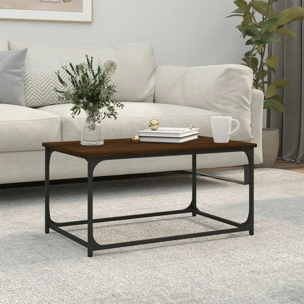 Coffee Table Brown Oak 80x50x40 cm Engineered Wood and Iron 823296