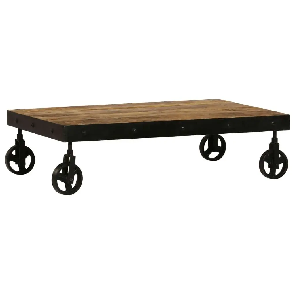 Coffee Table with Wheels Solid Mango Wood 100x60x26 cm 246696