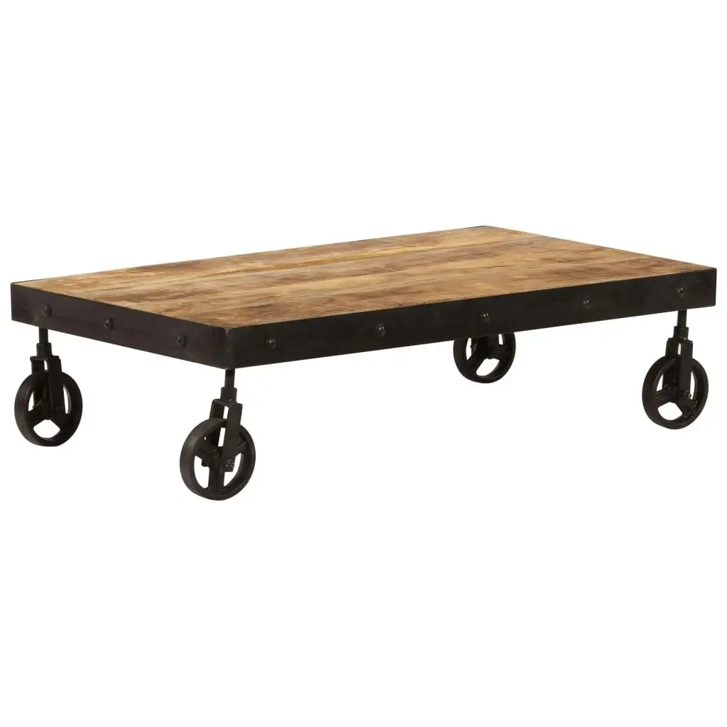 Coffee Table with Wheels Solid Mango Wood 100x60x26 cm 246696