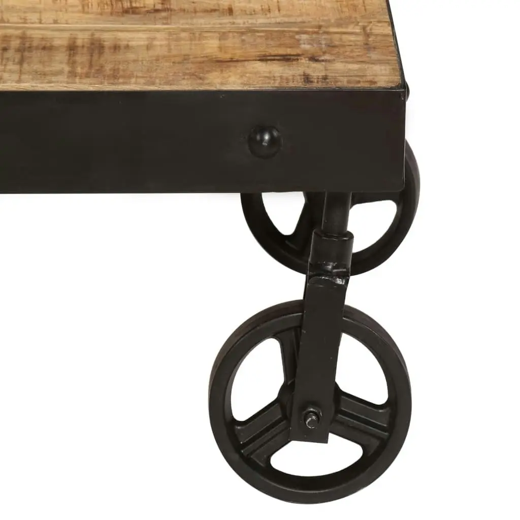 Coffee Table with Wheels Solid Mango Wood 100x60x26 cm 246696