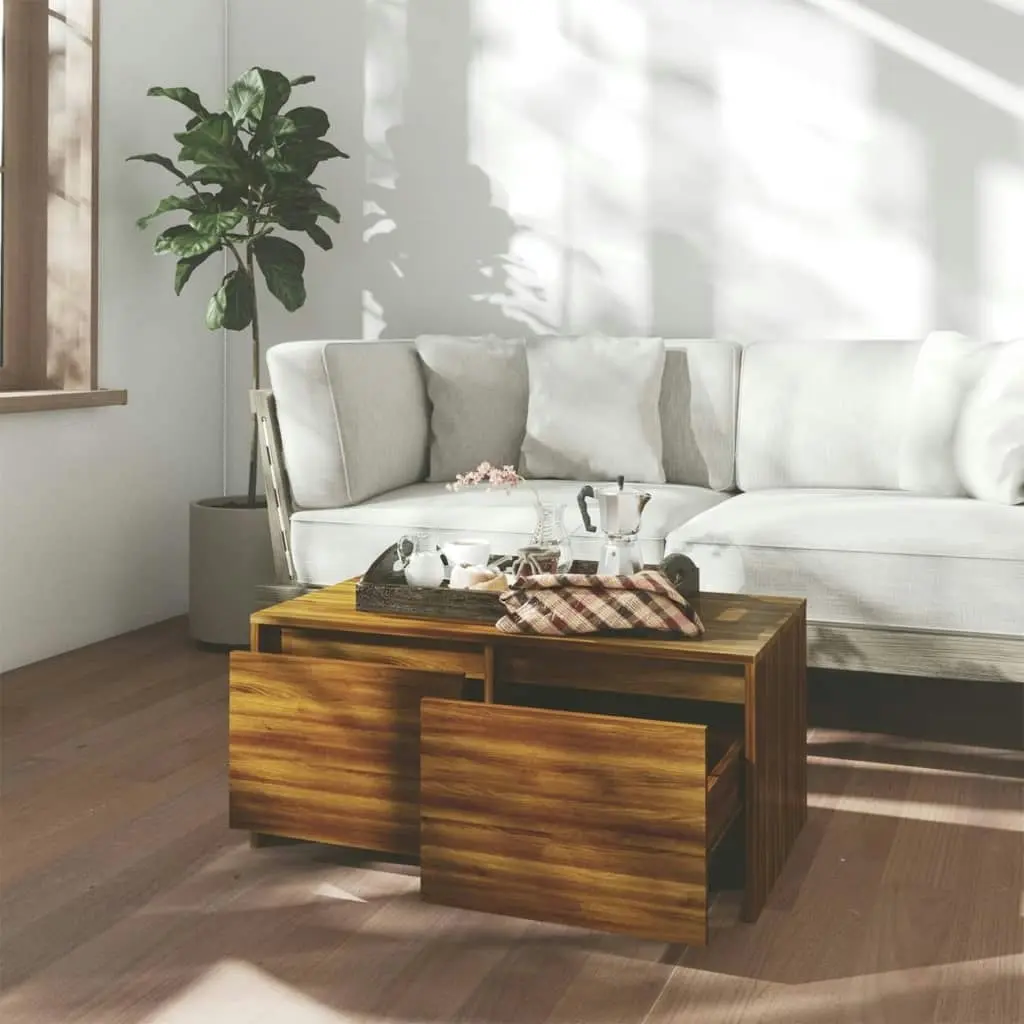 Coffee Table Brown Oak 90x50x41.5 cm Engineered Wood 813031