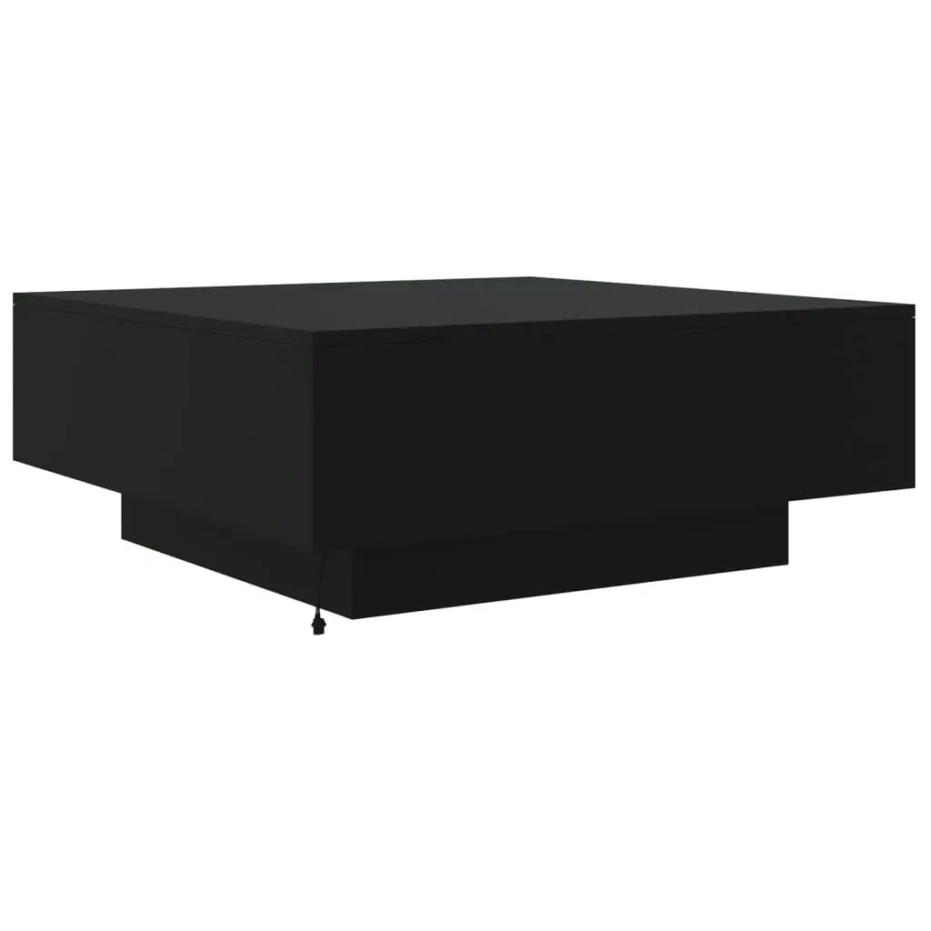 Coffee Table with LED Lights Black 80x80x31 cm 836589