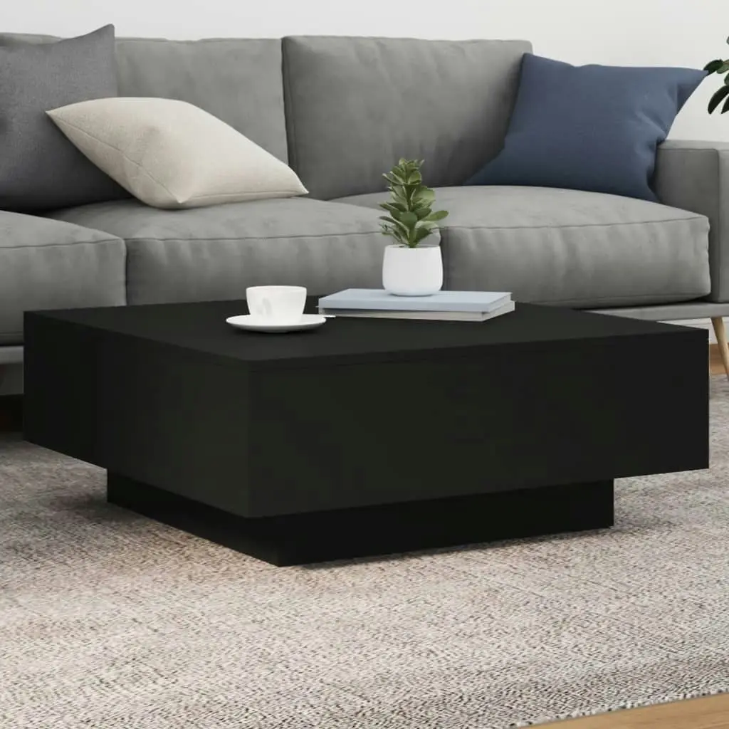 Coffee Table with LED Lights Black 80x80x31 cm 836589