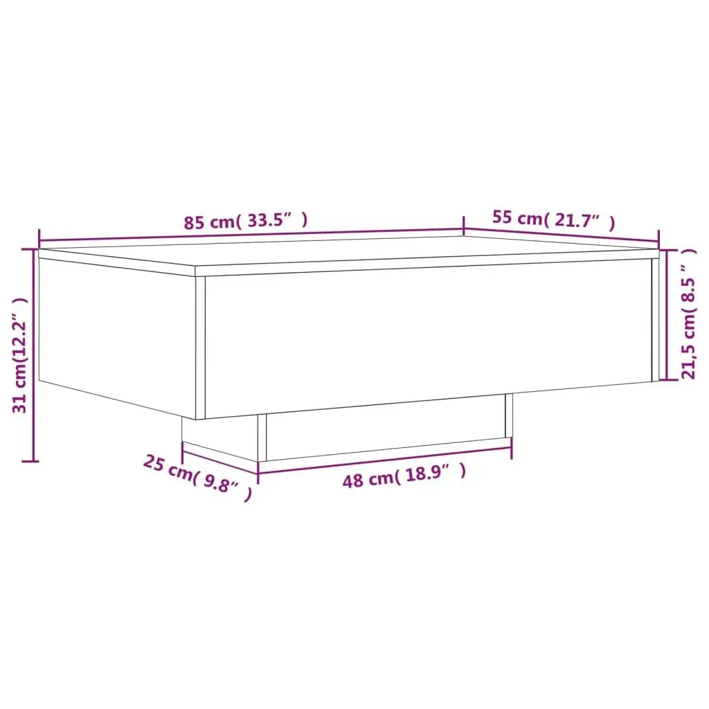 Coffee Table with LED Lights Black 85x55x31 cm 836610