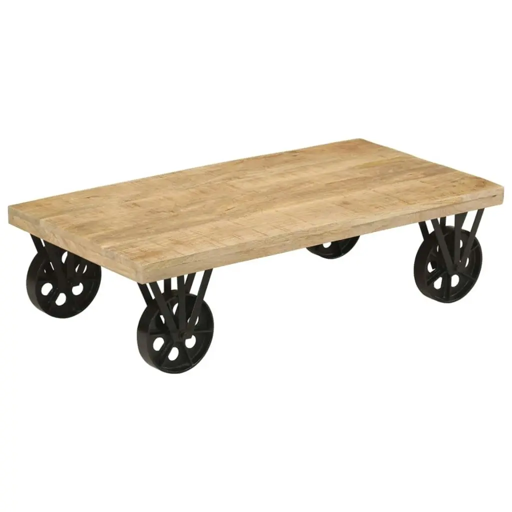 Coffee Table with Wheels 110x55x29.5 cm Solid Wood Mango 352056