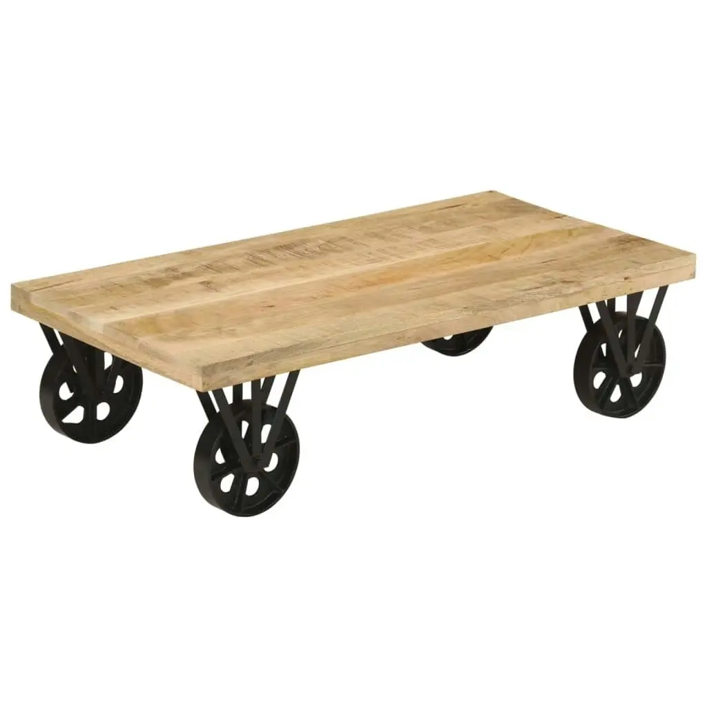 Coffee Table with Wheels 110x55x29.5 cm Solid Wood Mango 352056