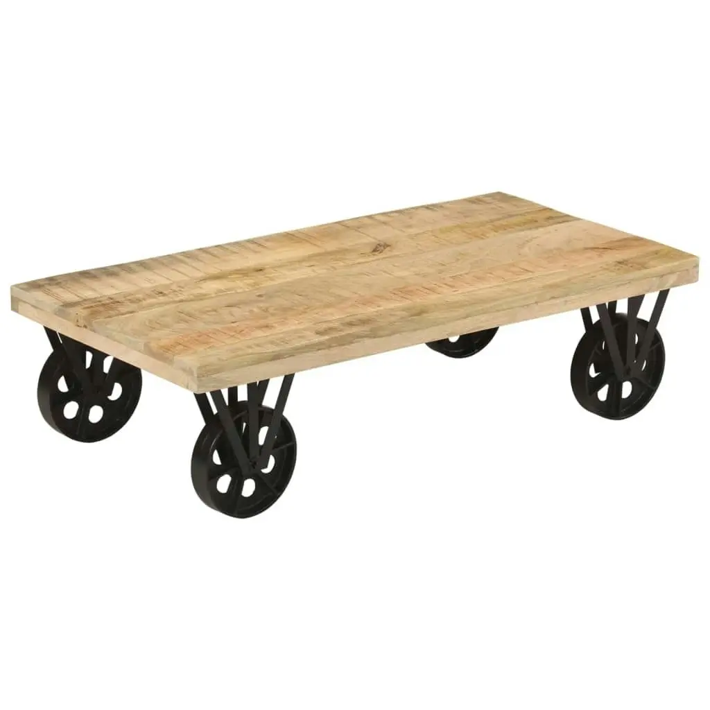 Coffee Table with Wheels 110x55x29.5 cm Solid Wood Mango 352056