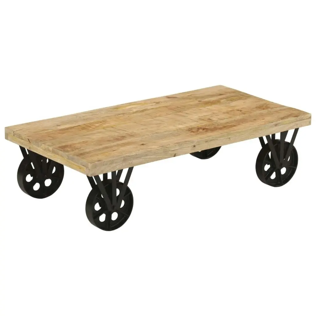 Coffee Table with Wheels 110x55x29.5 cm Solid Wood Mango 352056